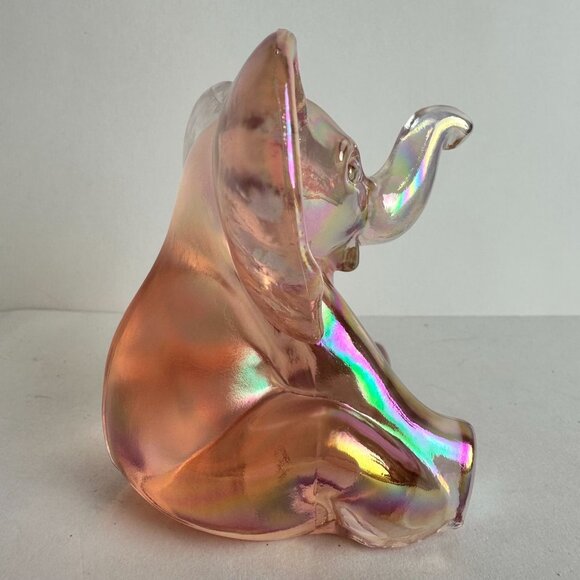 Fenton Iridescent Glass Elephant Sunset Satin Pink Figurine - Picture 3 of 7